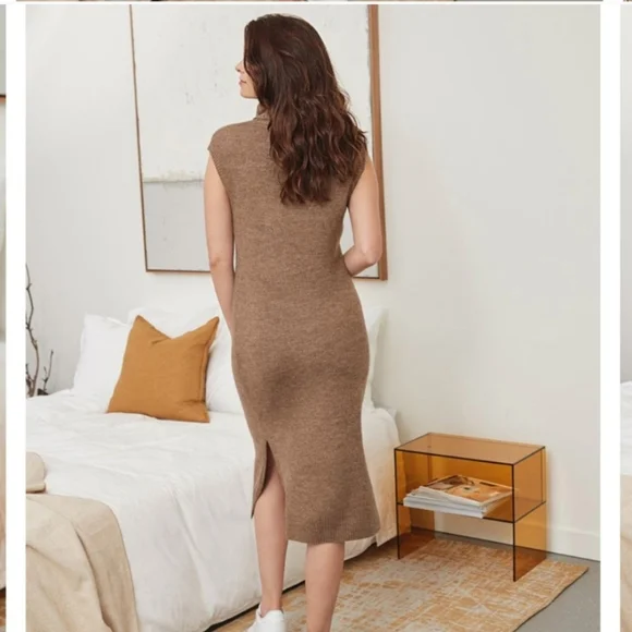 🤎 RW&CO. Sleeveless Spongy Knit Midi Turtleneck Sweater Dress, M - Picture 10 of 11